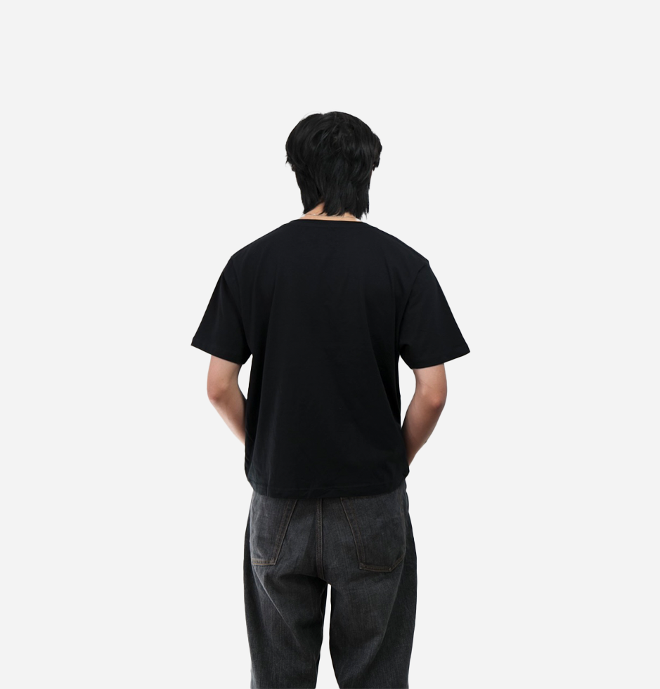 BLACK TEE - PEACH